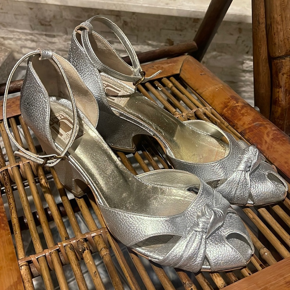 Silver leather Italian sandals